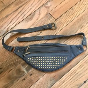 Leather stud belt pouch